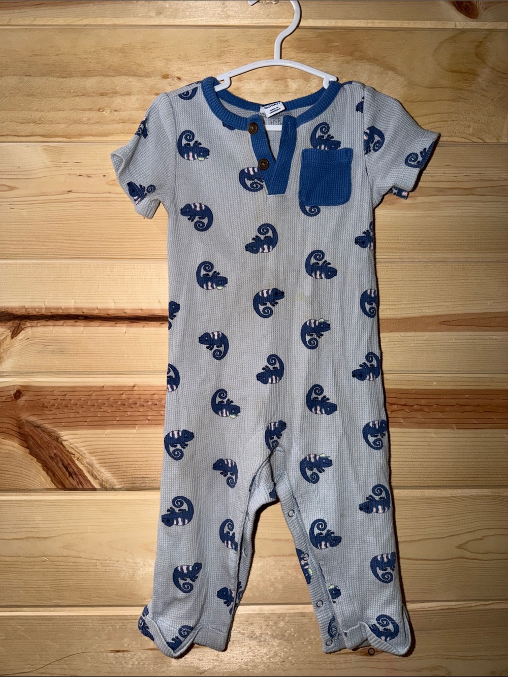 Old Navy Blue Chameleon Print Short-Sleeve Footie
